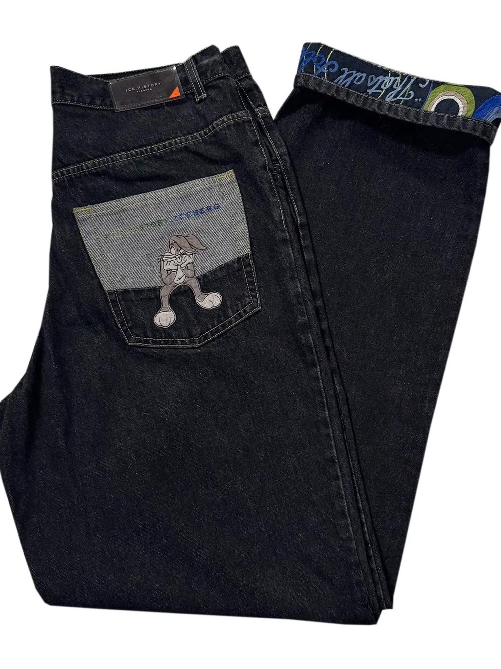 Vintage Iceberg History Bugs Bunny Black Jeans (Size 36)